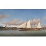 Samuel H. Fyfe (British, mid/late 19th century) A steam yacht moored in the Firth of Clyde