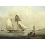 Nicholas Matthew Condy (British, 1818-1851) A schooner of the Royal Yacht Squadron in Osborne Bay...
