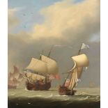 Circle of Charles Brooking (British, 1723-1759) A British naval squadron in a good breeze