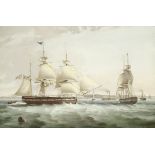 George Chambers, Snr. (British, 1803-1840) The merchant barque Crown in two positions and paddle ...