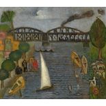 Gamal El Seguini (Egypt, 1917-1977) A View of Imbaba Bridge Cairo