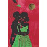 Chris Ofili (British, born 1968) Afro Lunar Lovers Giclée and gold leaf, gouache and felt-tip dig...