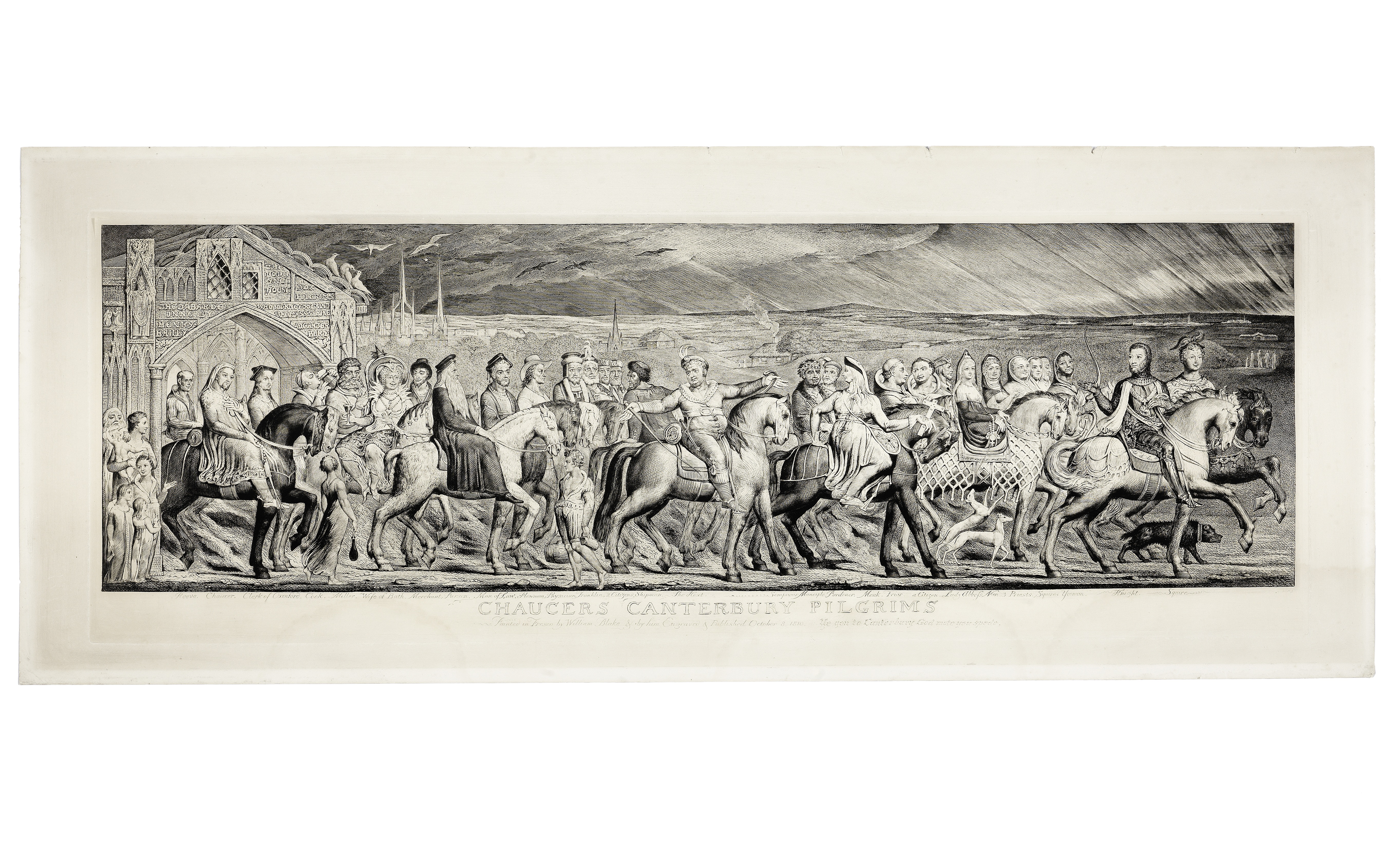 William Blake (British, 1757-1827) Chaucer's Canterbury Pilgrims Engraving and etching, 1810, on ...