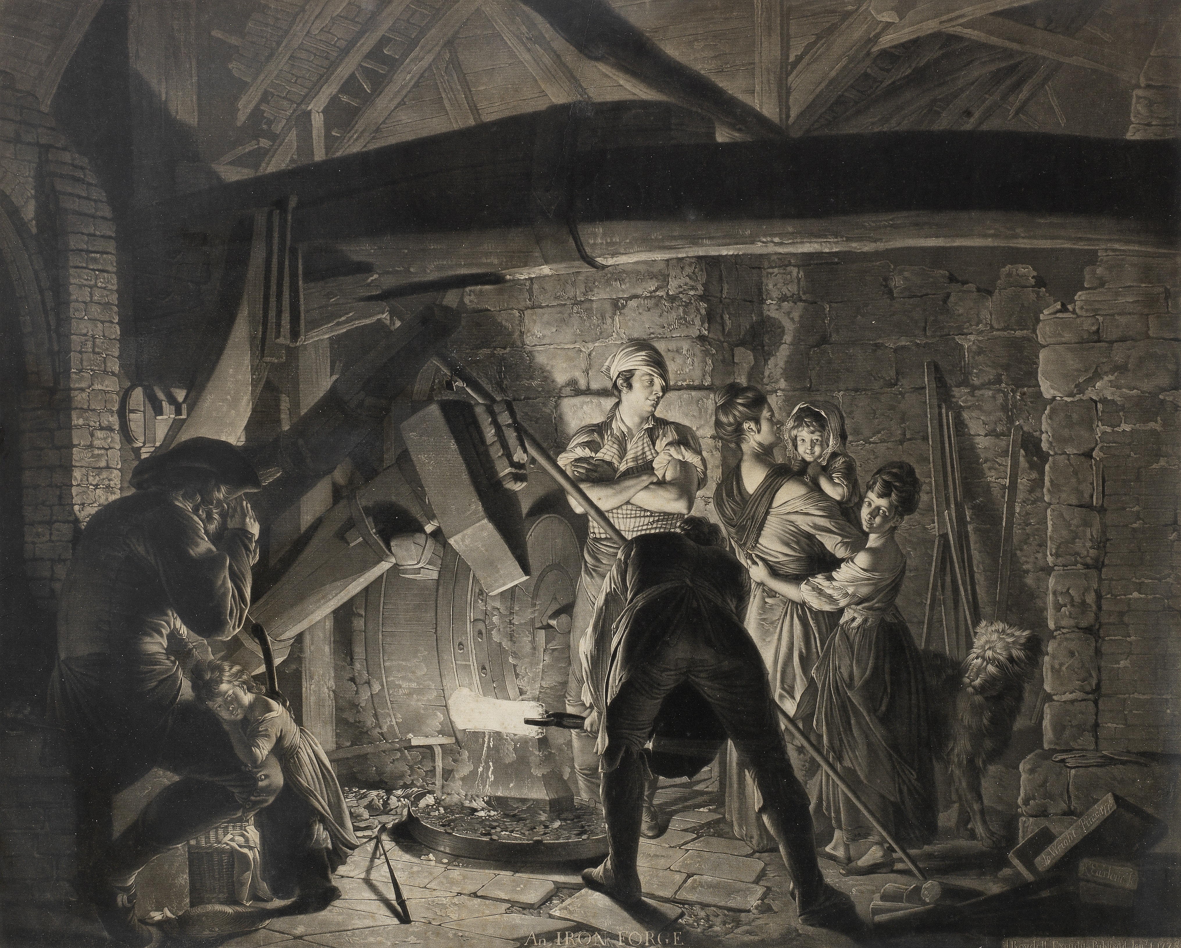 After Joseph Wright of Derby (1734-1797) by Richard Earlom (1743-1822) The Forge Mezzotint, 1773,...