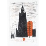 John Piper (British, 1903-1992) St Nicholas, Liverpool: Smoke-black Dockland Church Lithograph pr...