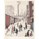 Laurence Stephen Lowry R.A. (British, 1887-1976) Street Scene Near a Factory Offset lithograph pr...