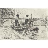 Paul Signac (French, 1863-1935) Paris: Le Pont des Arts avec Remorqueuers Etching and aquatint, 1...