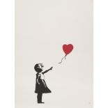 Banksy (British, b. 1975) Girl with Balloon Screenprint in black and red, 2004, on wove, numbere...