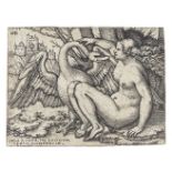 Hans Sebald Beham (1500-1550) Leda and the Swan Engraving, 1548, on laid, without watermark, a ...