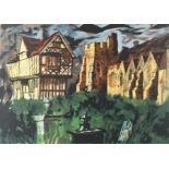 John Piper C.H. (British, 1903-1992) Stokesay Castle; Harlech Castle Screenprint in colours, 1981...