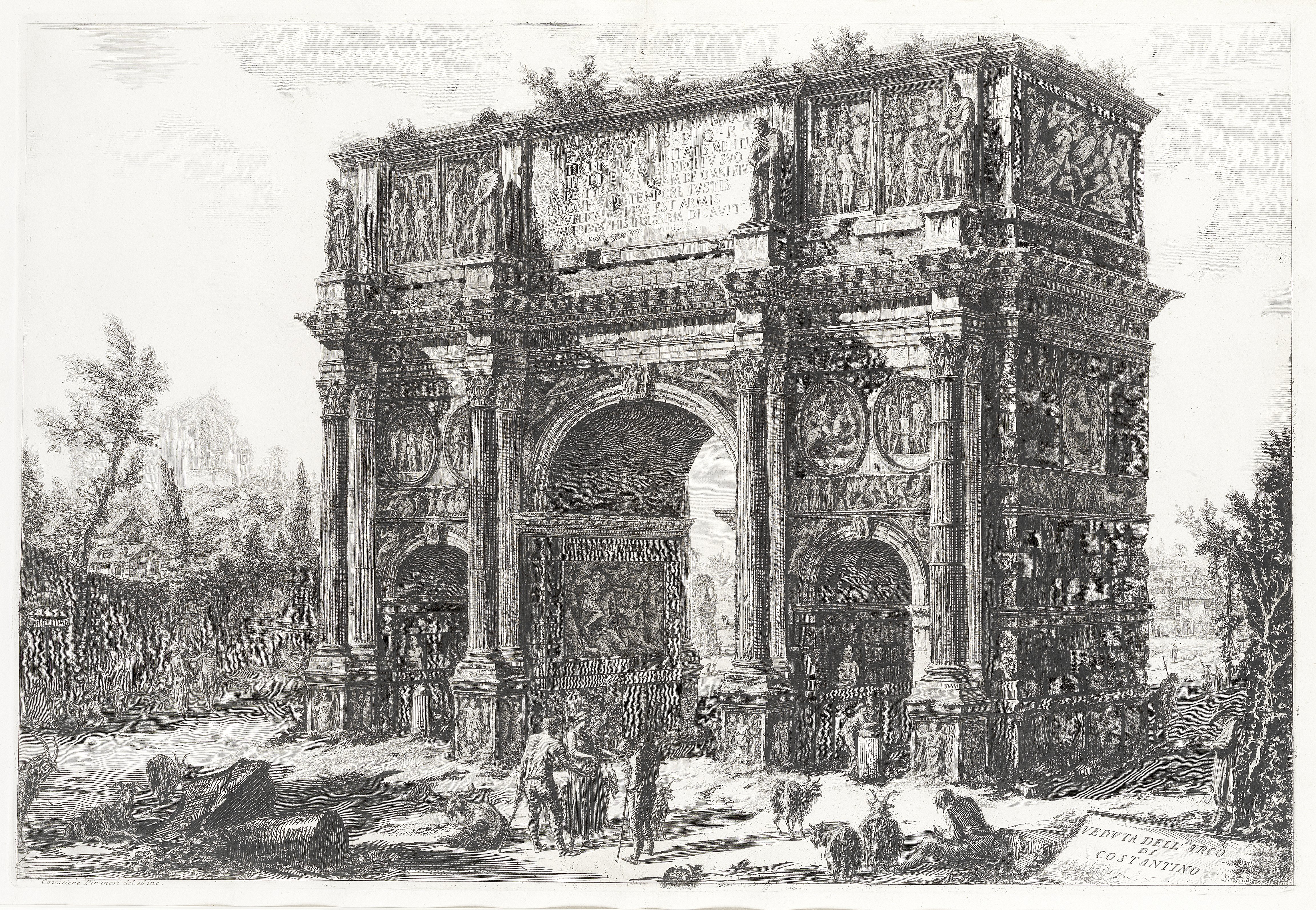 Giovanni Battista Piranesi (1720-1778) The Arch of Constantine; The Porta Maggiore, from Vedute d... - Image 2 of 2