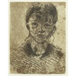 Paul Cézanne (French, 1839-1906) Tête de Jeune Fille Etching printed in sepia, 1873, on laid, thi...