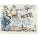 Marc Chagall (Russian/French, 1887-1985) Les Amoureux dans le ciel de Saint-Paul Etching with aqu...