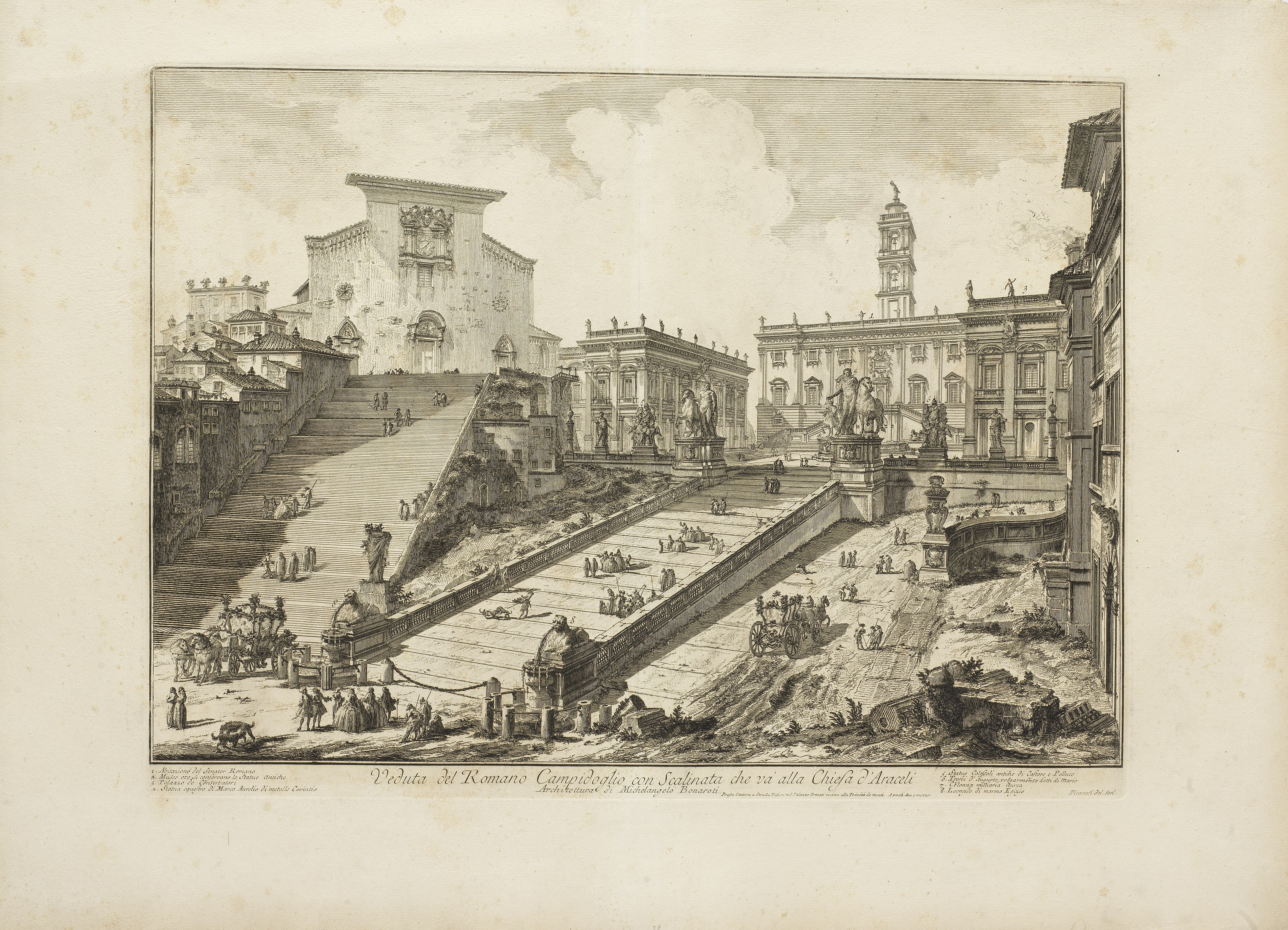 Giovanni Battista Piranesi (1720-1778) Seven Plates, from Vedute di Roma Veduta della Piazza dell... - Image 2 of 3