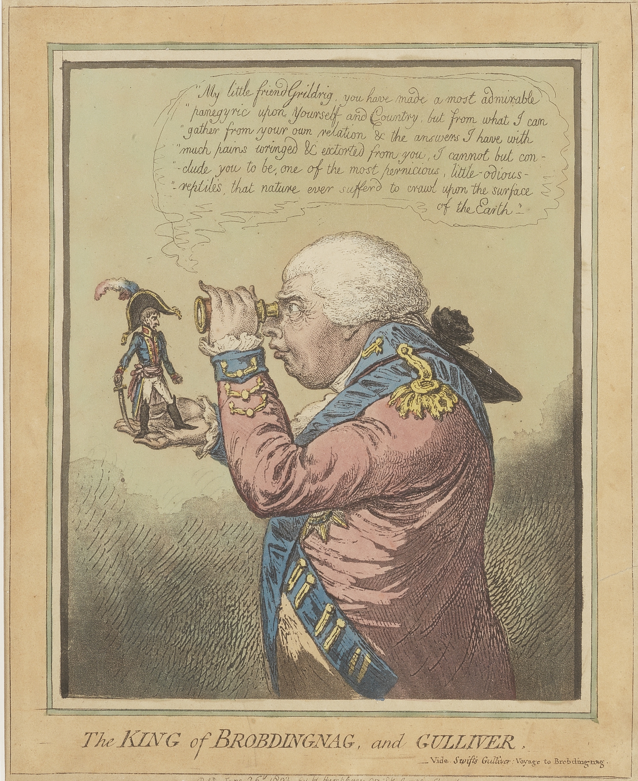 James Gillray (British, 1756-1815) The King of Brobdingnag, and Gulliver. -Vide. Swift's Gulliver...