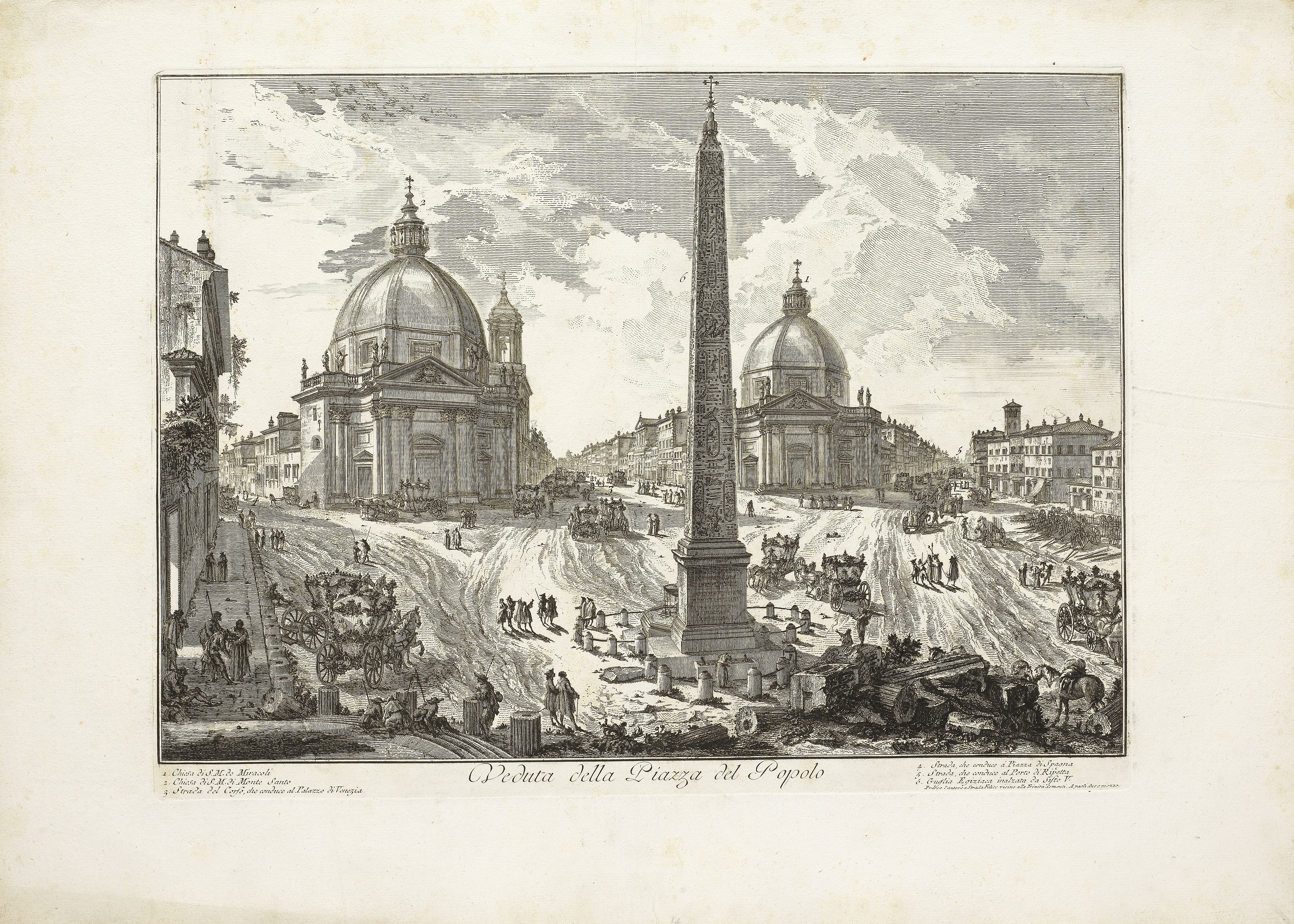 Giovanni Battista Piranesi (1720-1778) Seven Plates, from Vedute di Roma Veduta della Piazza dell... - Image 3 of 3