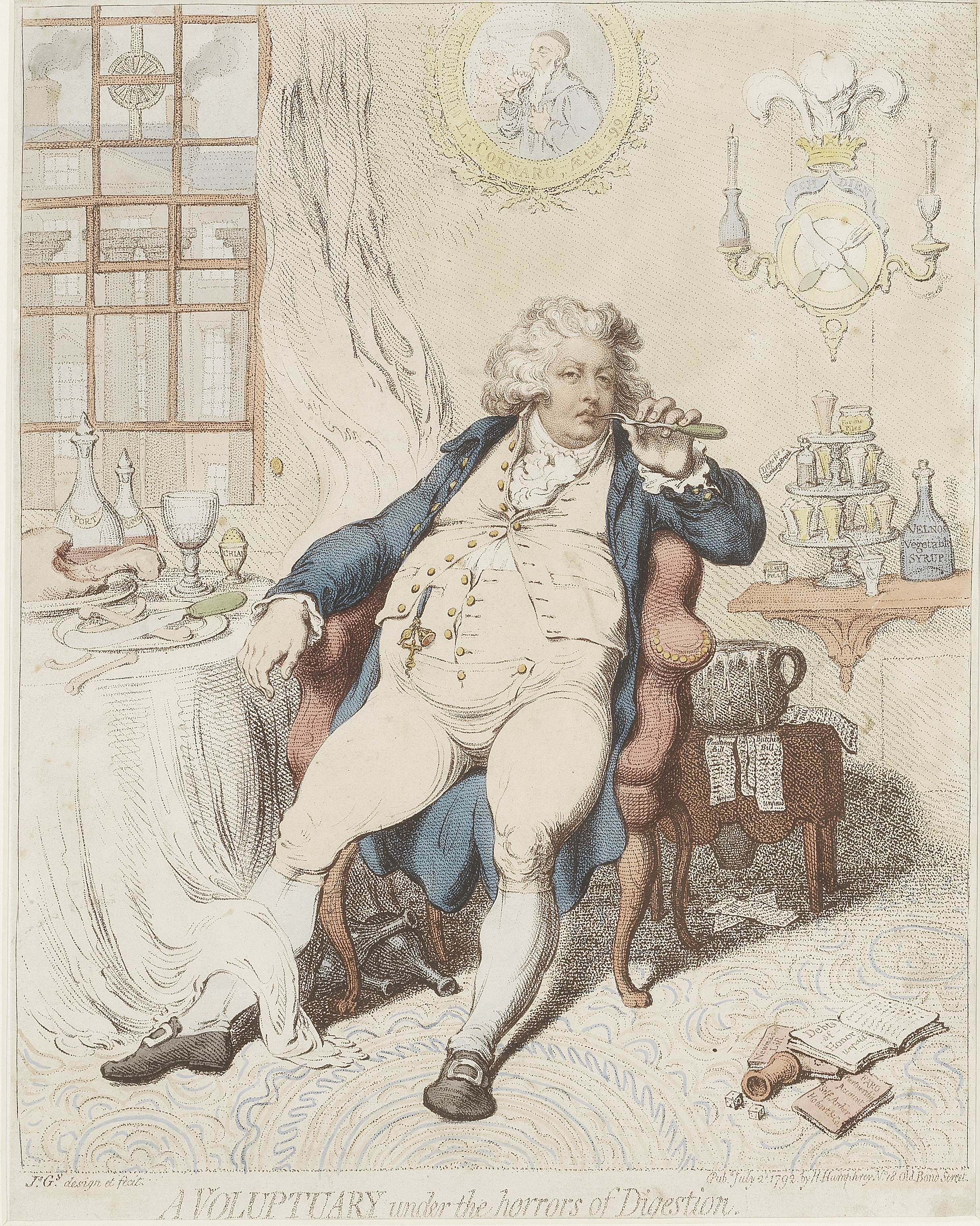 James Gillray (British, 1756-1815) A Voluptuary Under the horrors of Digestion Stipple engraving,...