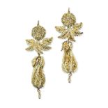 A pair of seed-pearl pendent earrings, mid 19th century