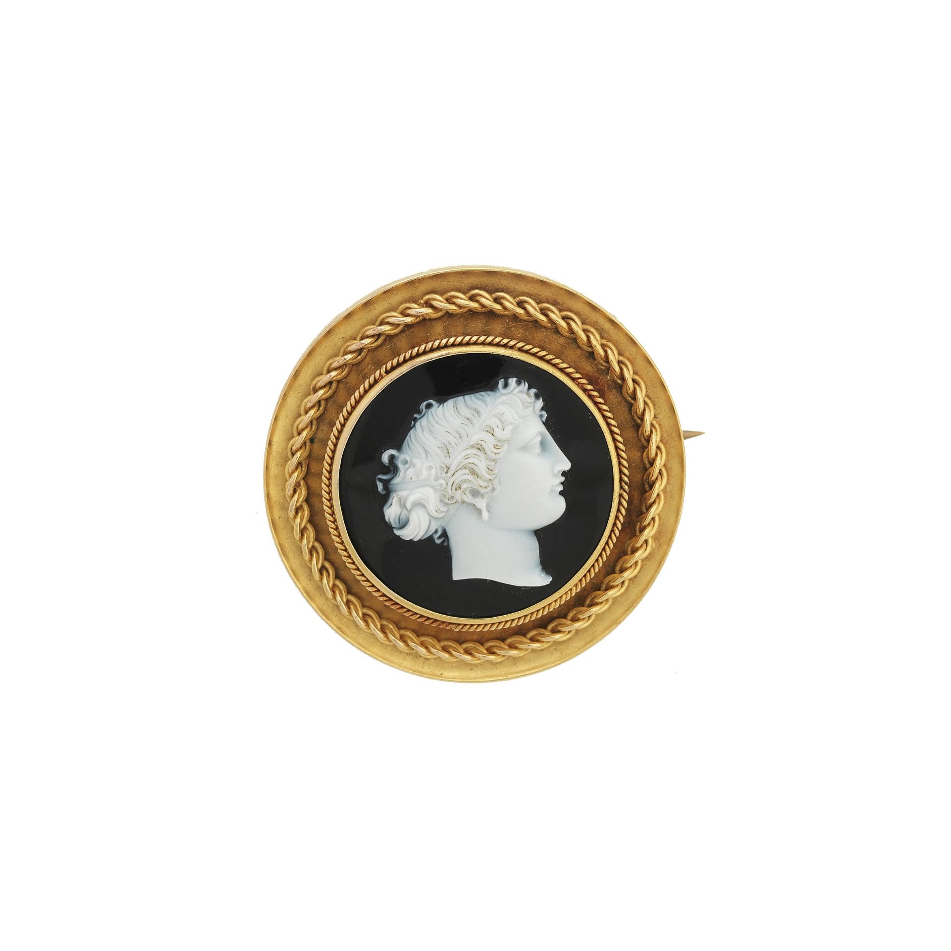 An onyx cameo brooch, Victorian
