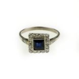 A Sapphire and Diamond cluster ring, early 20th century