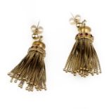 A pair of ruby tassel earrings, 19th century, composite