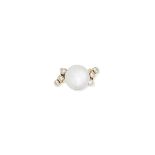 A cultured pearl and diamond ring,