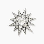 A diamond star brooch/pendant, Victorian