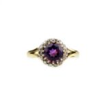 An amethyst and diamond cluster ring, modern