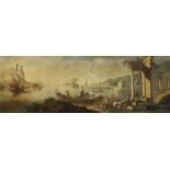 Italo-Flemish School, 18th Century A Mediterranean coastal view with a shepherd and his flock bef...