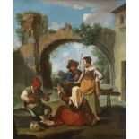 Paolo Monaldi (Rome 1725-1780) Figures making music before a ruined arch