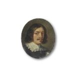 Italian School, circa 1630 Portrait of a man, bust-length, in a black coat and lace-trimmed lawn ...