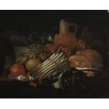 Spanish School, 17th Century Still life on a ledge with asparagus