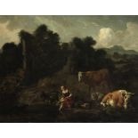 Dirk van Bergen (Haarlem circa 1649-circa 1690) Herdswoman with cattle