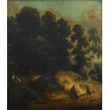 Attributed to Lodewijk de Vadder (Grimbergen 1605-1655 Brussels) A wooded landscape with huntsmen...