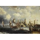 Attributed to Peter van den Velde (Antwerp 1634-1687) A harbour scene