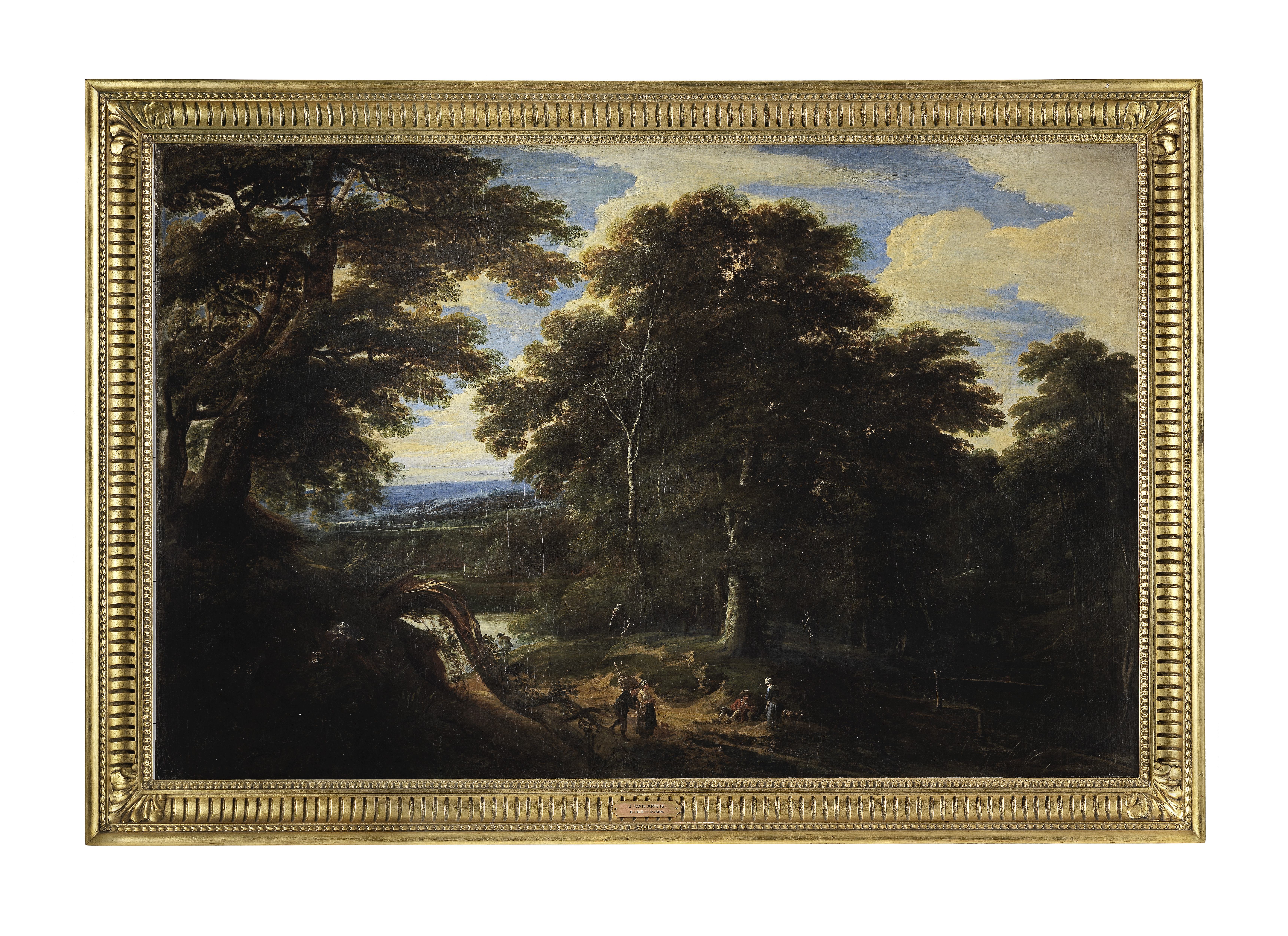 Jacques d'Arthois (Brussels 1613-1686) Figures on a path in an extensive wooded landscape