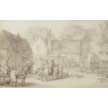 Thomas Rowlandson (London 1756-1827) Figures in a tavern yard