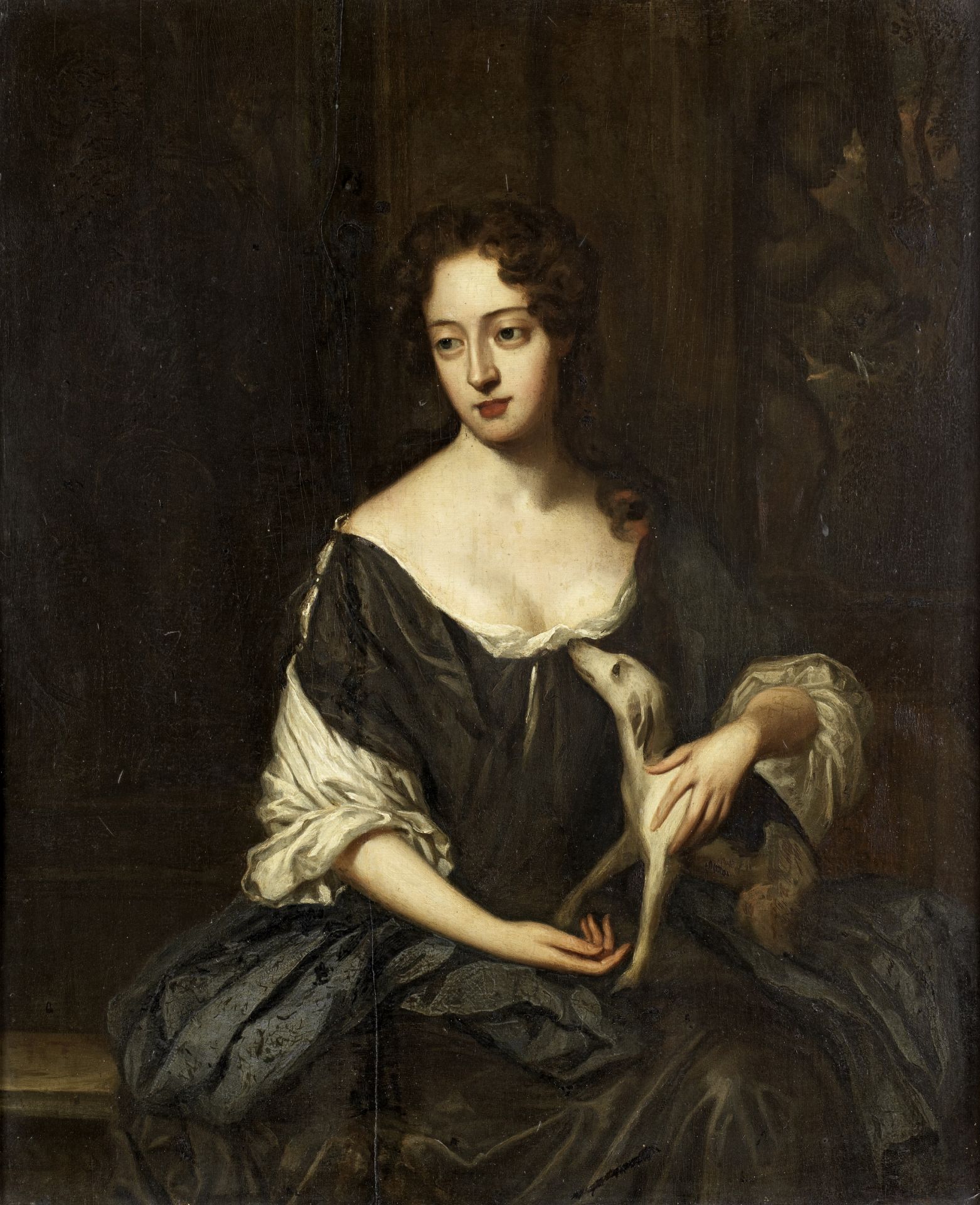 Follower of Constantyn Netscher (The Hague 1668-1723) Portrait of a lady, three-quarter-length, i...