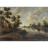 Cornelis Droochsloot (Utrecht 1640-circa 1673) A river landscape with a ferry boat