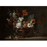 Pieter Casteels III (Antwerp 1684-1749 Richmond) Chrysanthemums, roses, tulips, orange blossom an...