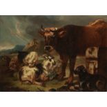 Philipp Peter Roos, called Rosa da Tivoli (Frankfurt-am-Main 1657-1706 Rome) A bull with goats an...