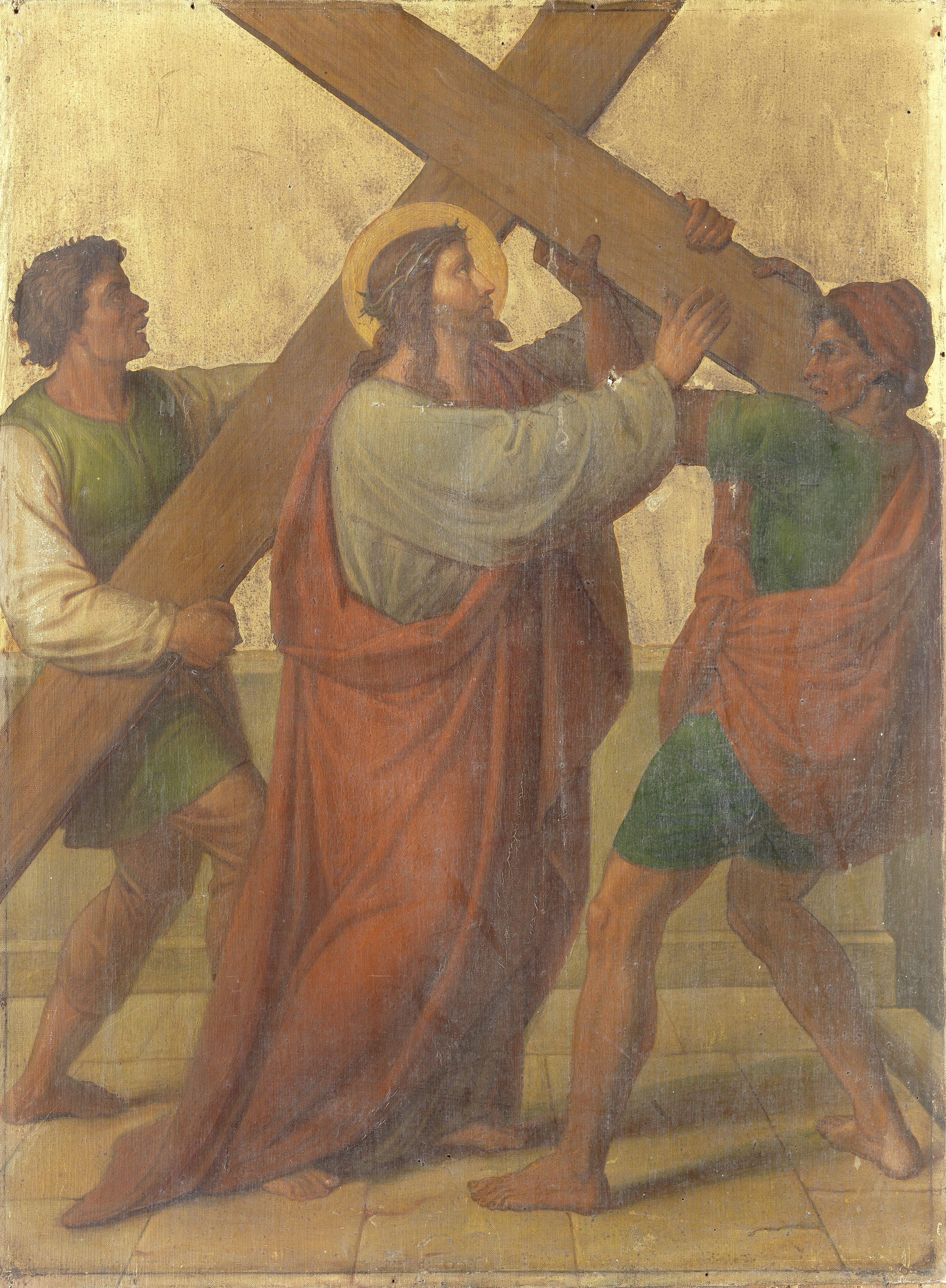 German School, 19th Century Christ on the road to Calvary unframed