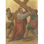 German School, 19th Century Christ on the road to Calvary unframed