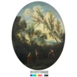 Circle of Alessandro Magnasco, called Lissandrino (Genoa 1667-1749) A wooded landscape with trave...