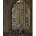 Attributed to Peeter Neeffs the Younger (Antwerp 1620-1675) The interior of a gothic church