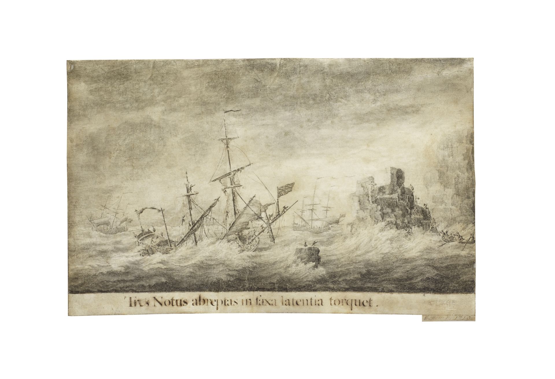 Thomas Baston (active Britain, 1699-1730) A shipwreck unframed (together with accompanying engrav...