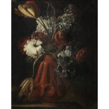 Andrea Belvedere (Naples 1642-1732) Tulips, roses and other flowers in a terracotta vase