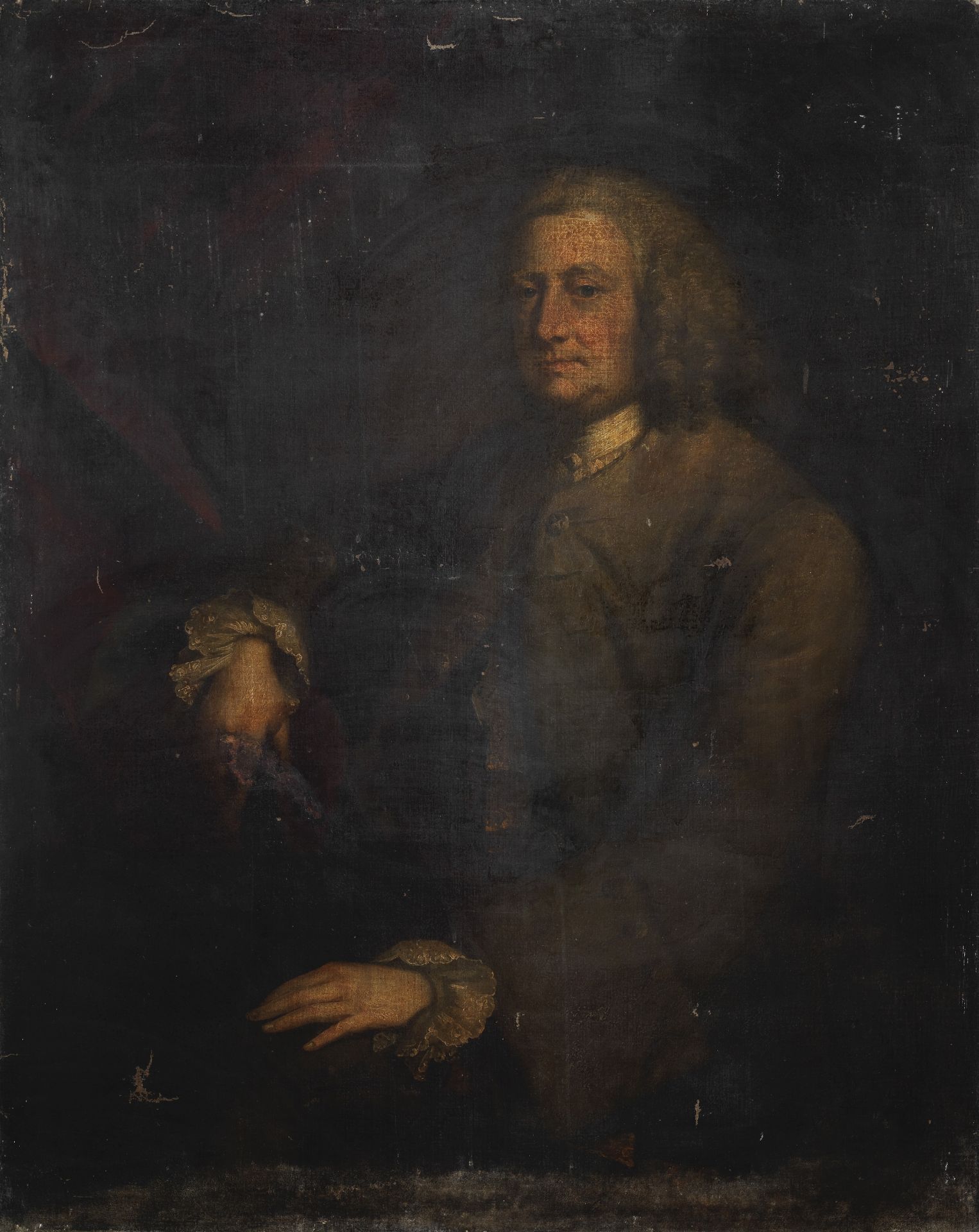 Circle of Allan Ramsay (Edinburgh 1713-1784 Dover) Portrait of a gentleman, half-length, in a bro...