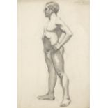 Laurence Stephen Lowry R.A. (British, 1887-1976) Life drawing of a man 38.2 x 57.4 cm. (15 x 22 5...