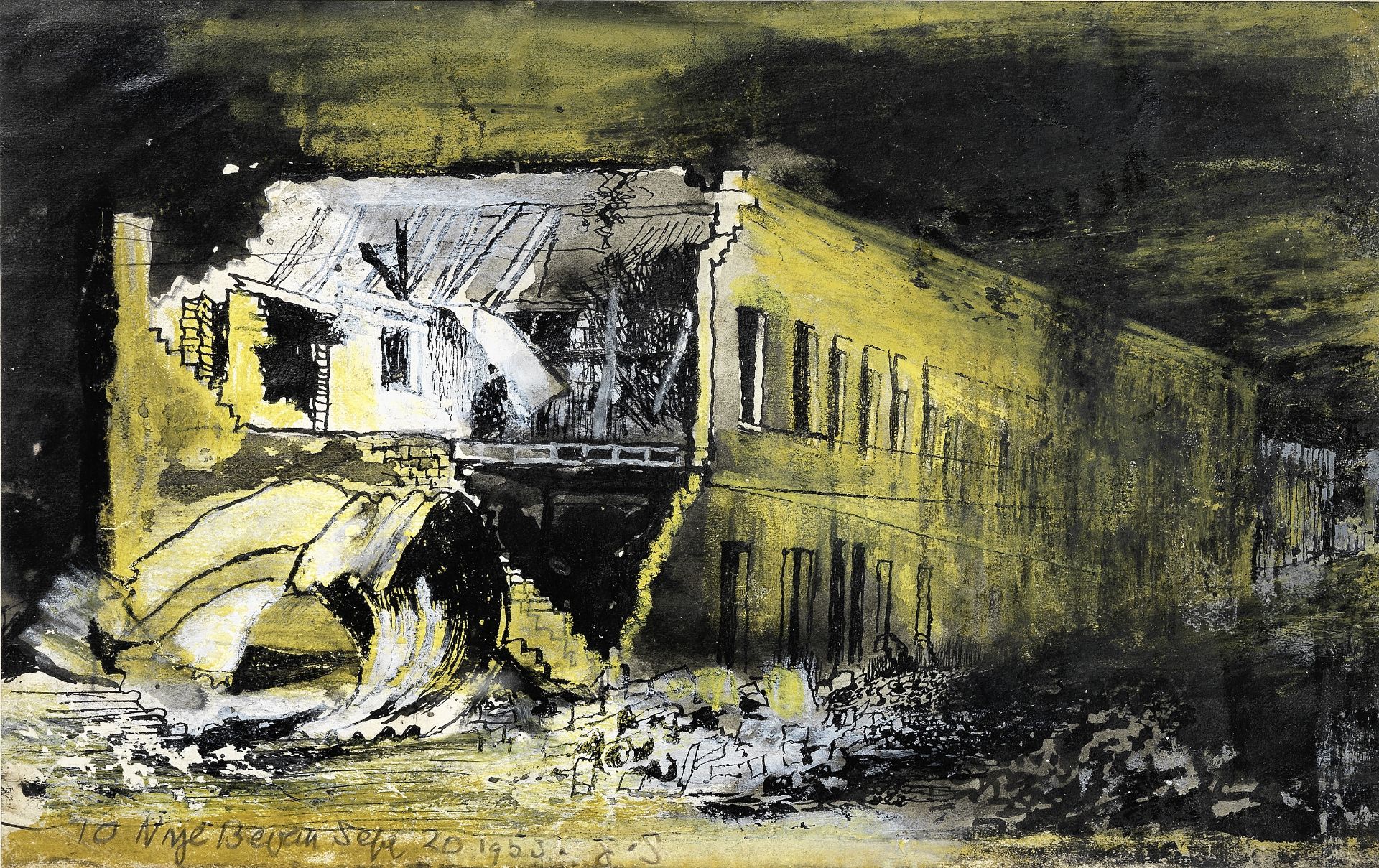 Graham Sutherland O.M. (British, 1903-1980) East End View, 10 Nye Bevan Street 12.5 x 20.5 cm (5 ...